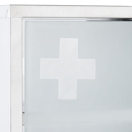 Medicine Cabinet, Lockable Glass Door, 4 Compartments