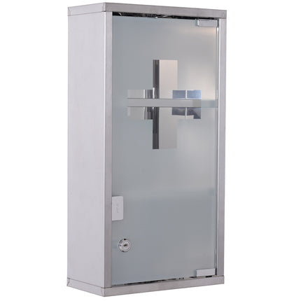 Medicine cabinet in stainless steel, 3 compartments, 25x12x48cm