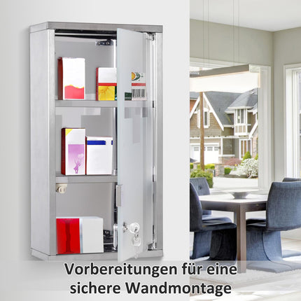 Medicine cabinet in stainless steel, 3 compartments, 25x12x48cm