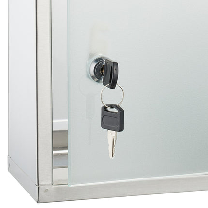Medicine Cabinet with Lockable Glass Door, 3 Compartments