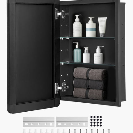 Medicine Cabinet with Mirror, 16 x 24 in, Recessed or Wall Mount
