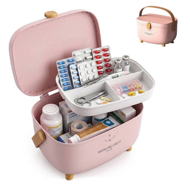 Medicine Storage Box – Large Compartment, 3-Section Tray