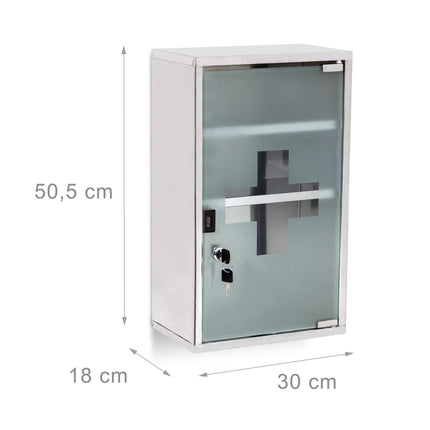 Medicine cabinet EMERGENCY stainless steel XL