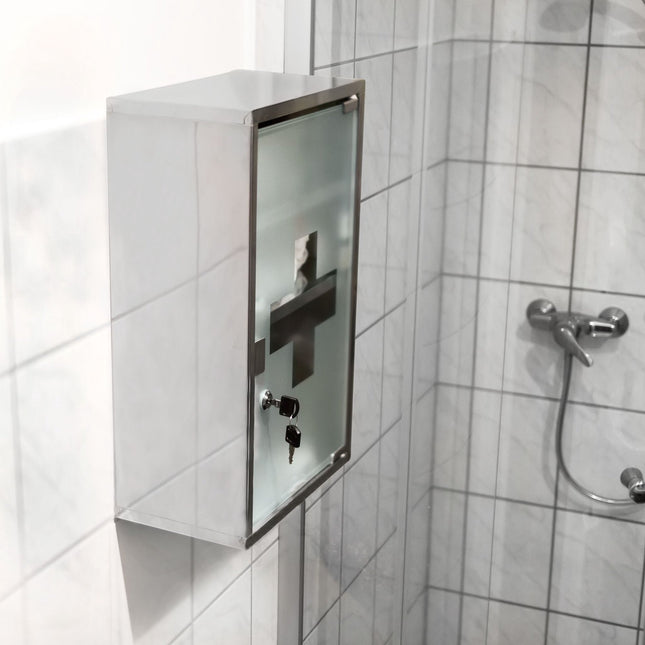 Medicine cabinet EMERGENCY stainless steel XL