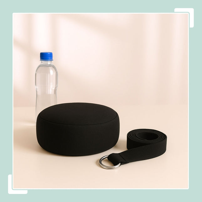 Meditation Cushion Set with Yoga Strap – Buckwheat Filled