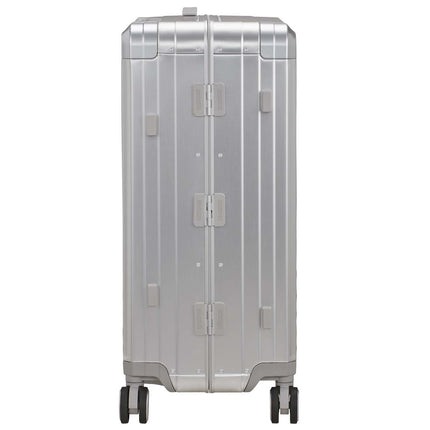 Medium Silver Aluminum Suitcase, 68 cm, 4 Wheels, TSA Lock