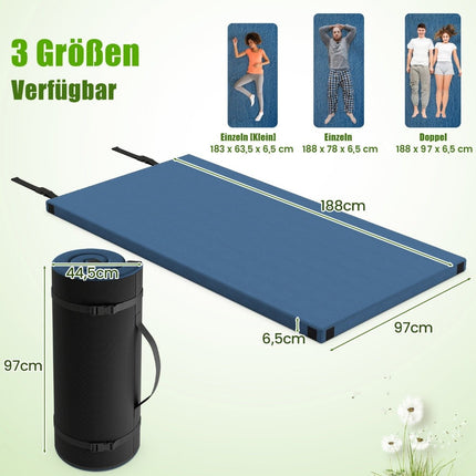 Memory foam camping mattress roll-up camping mat with waterproof coating 188 x 97 x 6.5 cm blue