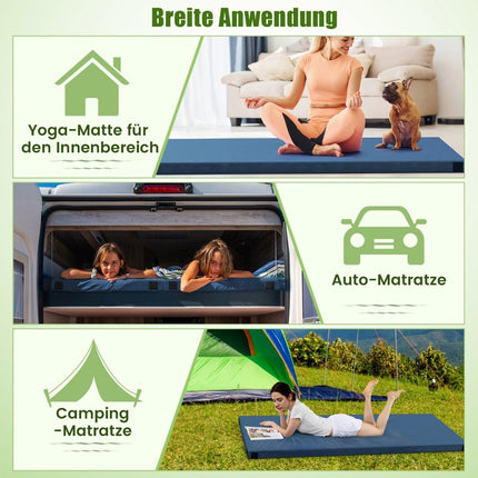 Memory foam camping mattress roll-up camping mat with waterproof coating 188 x 97 x 6.5 cm blue
