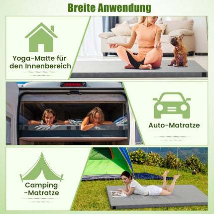 Memory foam camping mattress roll-up camping mat with waterproof coating 188 x 97 x 6.5 cm gray