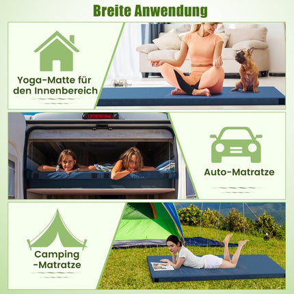 Memory foam camping mattress with waterproof coating 188 x 78 x 6.5 cm dark blue