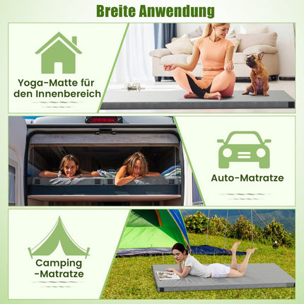 Memory foam camping mattress with waterproof coating 188 x 78 x 6.5 cm gray