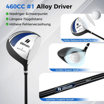 Men's Complete 9-Piece Golf Club Set with Bag