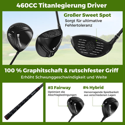 Men's Right-Handed Golf Club Set with Stand Bag