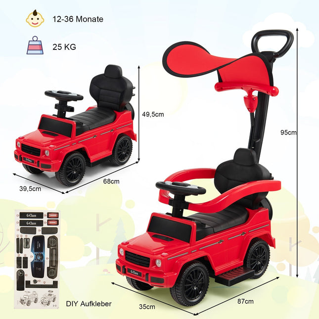 Mercedes Benz Kids Ride-On Car with Sun Canopy, Red