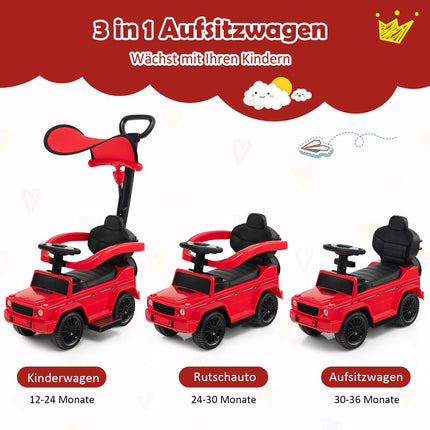 Mercedes Benz Kids Ride-On Car with Sun Canopy, Red