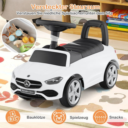 Mercedes-Benz Ride-On Toy Car with Steering Wheel, White