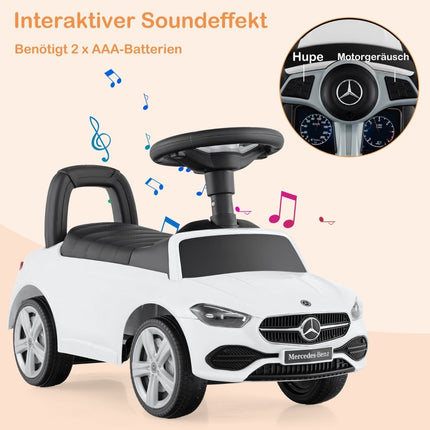 Mercedes-Benz Ride-On Toy Car with Steering Wheel, White