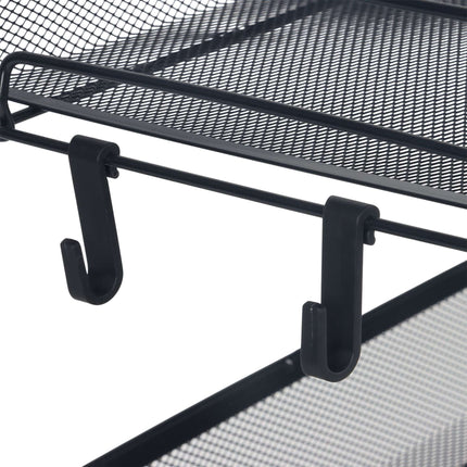 Mesh Trolley with Multi-Level Metal Shelves and Hooks