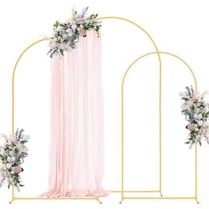 Metal Arch Backdrop Stand Set of 3, Gold, 2.4/2.2/2 m