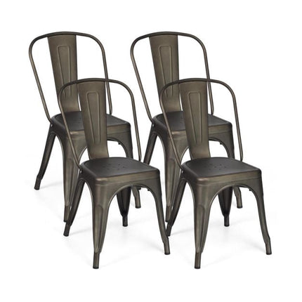 Metal Bar Stools Set of 4, 45 cm, Removable Backrest