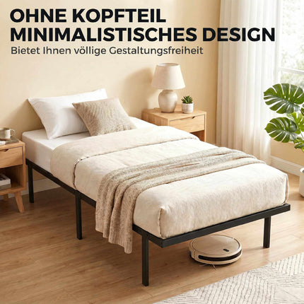 Metal Bed Frame 90x200 cm, Underbed Storage, Black