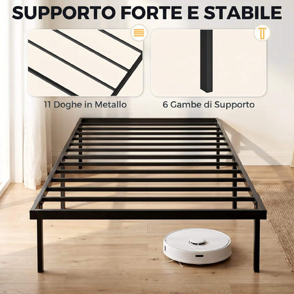 Metal Bed Frame 90x200 cm, Underbed Storage, Black