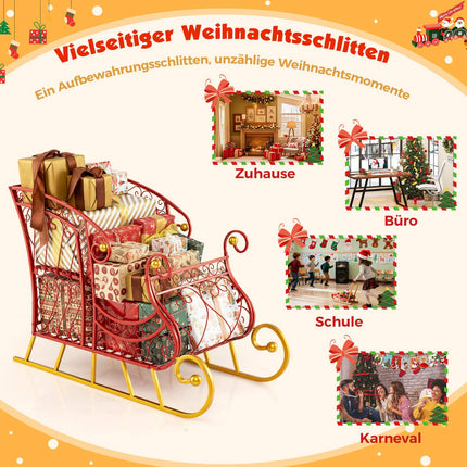 Metal Christmas Sleigh Basket, 2-Tier Gift Storage