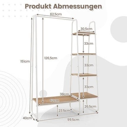 Metal Clothes Rack with 4 Shelves – Portable Wardrobe Organizer