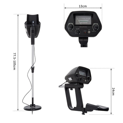 Waterproof metal detector with 16.5 cm coil, adjustable length
