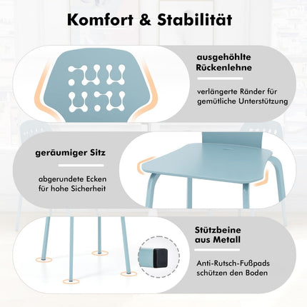 Metal Dining Chair Set of 4, Blue, Ergonomic Backrest