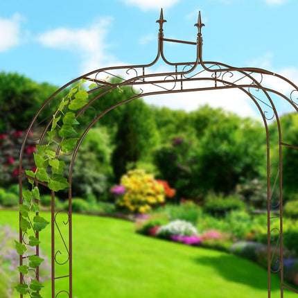 Metal Garden Arbour – Large Plant Arch with Finials