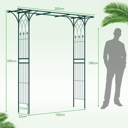 Metal Garden Arch for Climbing Plants, 205x52x205 cm, Green