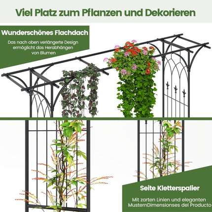 Metal Garden Arch for Climbing Plants, Black, Weatherproof