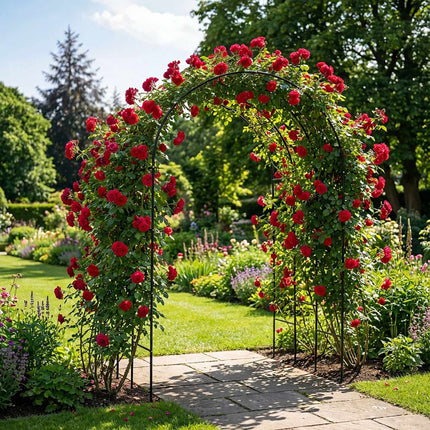 Metal Garden Arch for Climbing Plants, Triple-Arch Design