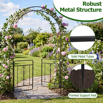 Metal Garden Arch with Lockable Doors and Arched Top