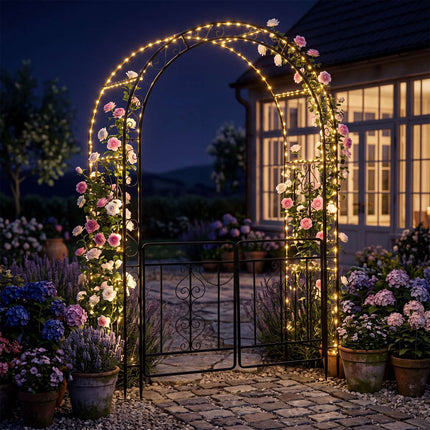 Metal Garden Arch with Lockable Doors and Arched Top