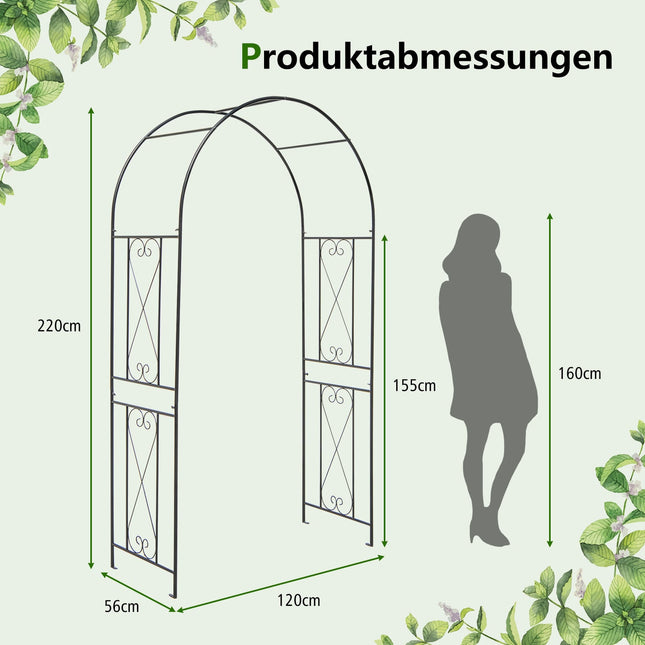 Metalen tuinboog met grondpennen voor klimplanten, zwart
