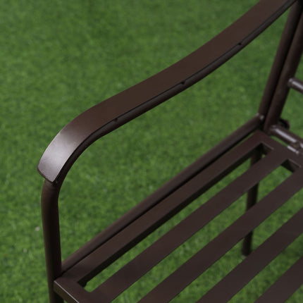 Metal garden bench, 2-seater with mosaic backrest, brown