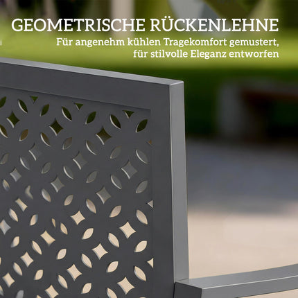 Metal Garden Bench, Dark Grey, Rust-Resistant, 2-Seater