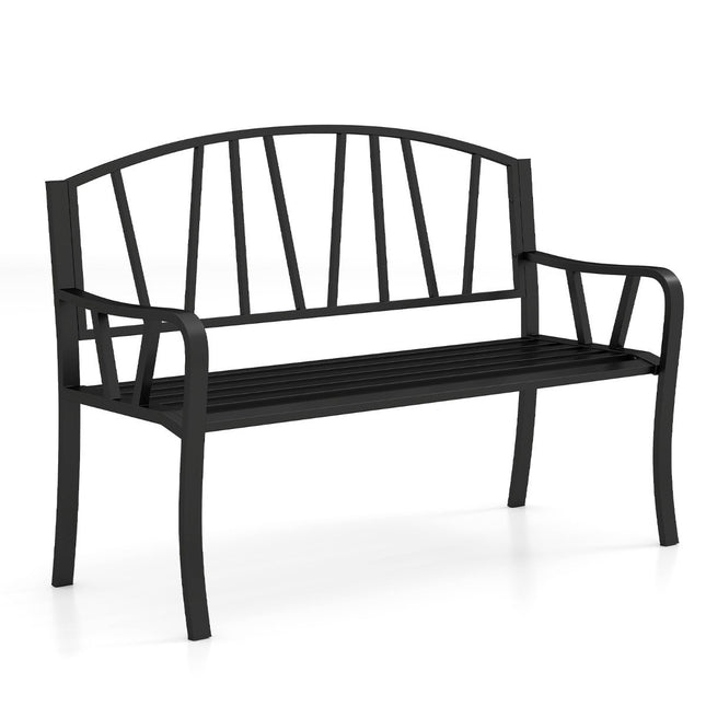 Metal Garden Bench for 2–3 People, Weather-Resistant