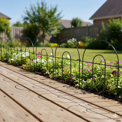 Metal Garden Fence, 10-Piece Classic Arch Design