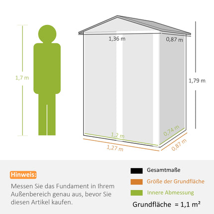 Metal Garden Shed, Galvanized Steel, Sliding Door, Brown