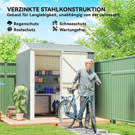 Metal Garden Shed, Galvanized Steel, Ventilated Roof