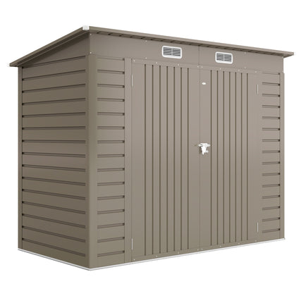 Metal Garden Shed with Double Doors, 249 x 121 x 183 cm, Light Grey