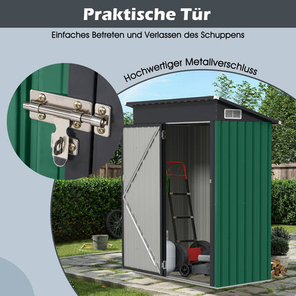 Metal Garden Shed with Sloped Roof, 150 x 90.5 x 185 cm