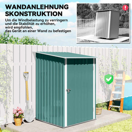 Metal Garden Shed with Sloped Roof, Lockable Door, 100x103x160 cm