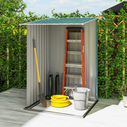 Metal Garden Shed with Sloped Roof, Lockable Door, 100x103x160 cm