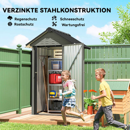 Metal Garden Shed with Ventilation, Lock, Gloves, 1.17 m²
