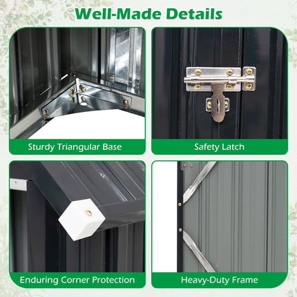 Metal Garden Tool Shed with 3 Adjustable Shelves, Lockable Door