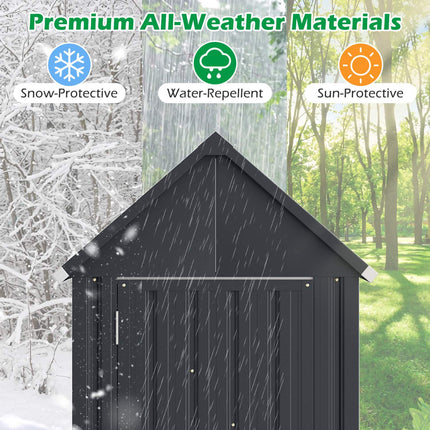 Metal Garden Tool Shed with 3 Adjustable Shelves, Lockable Door